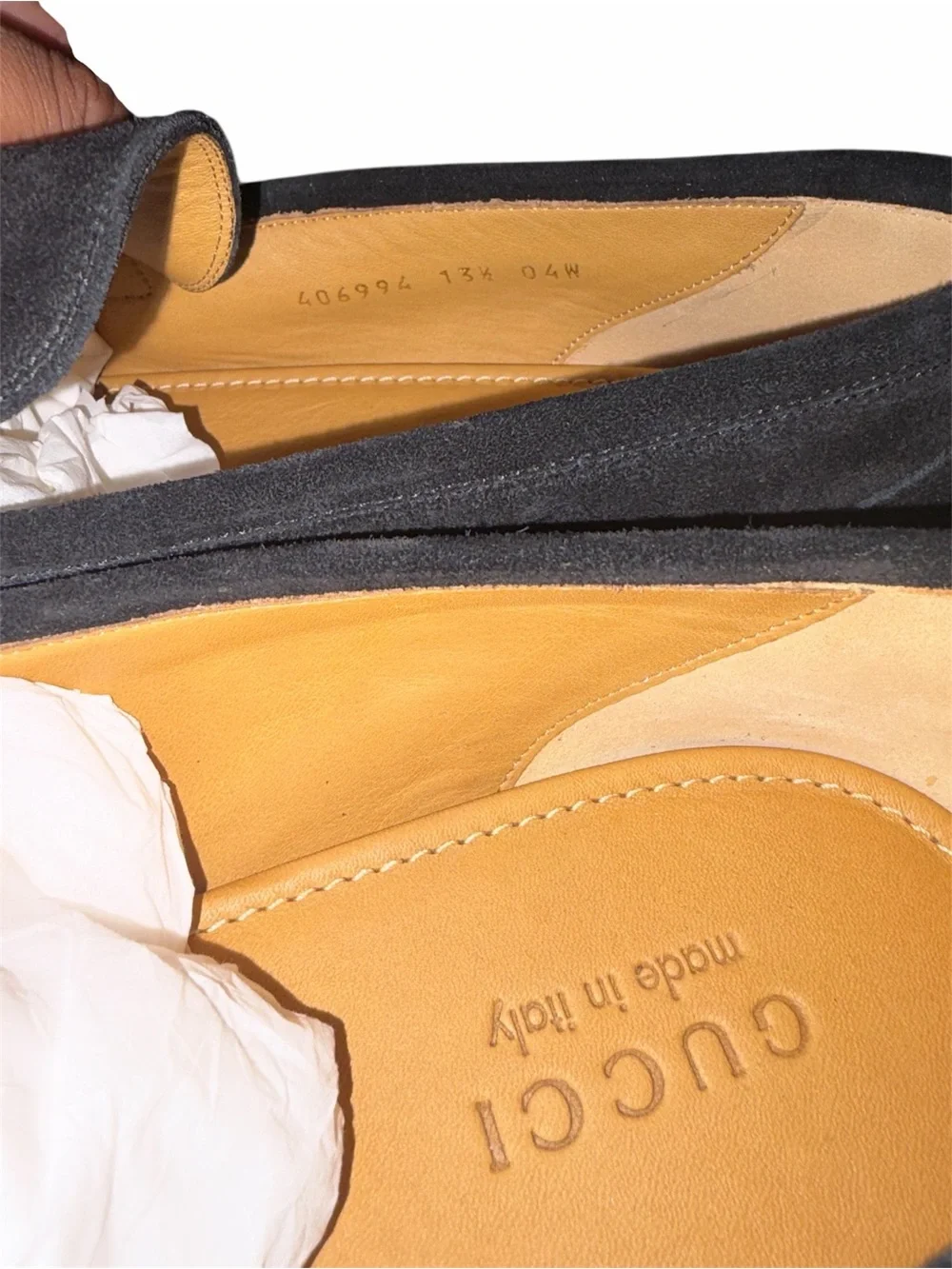 Gucci Black Suede Men's Horsebit Slip-On Loafers size 13.5